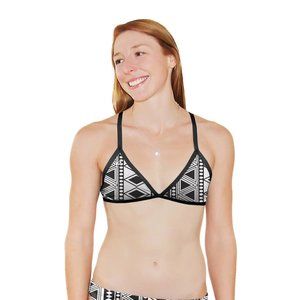 Q Swimwear Black Diamond Print Triangle Cheeky Bikini Set - Black & White - L/XS